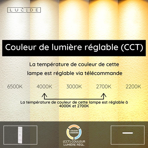 Lucide ELLY - Plafonnier - LED Dim. - CCT - 1x36W 2700K/4000K - Opalin | Essential - USP